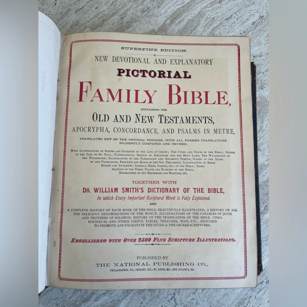 Antique 1879 Leather Family Pictorial Holy Bible G. Dore-Illman Brothers - Picture 16 of 16